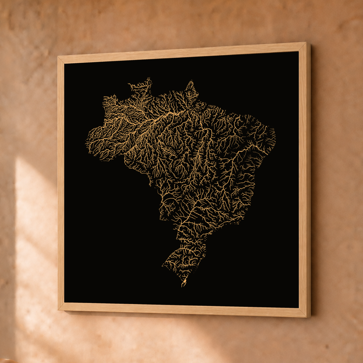 Beautiful Rivers — Brasil — Cobre, Fine art emoldurado · 30 × 30 cm, Natural · Sem margem