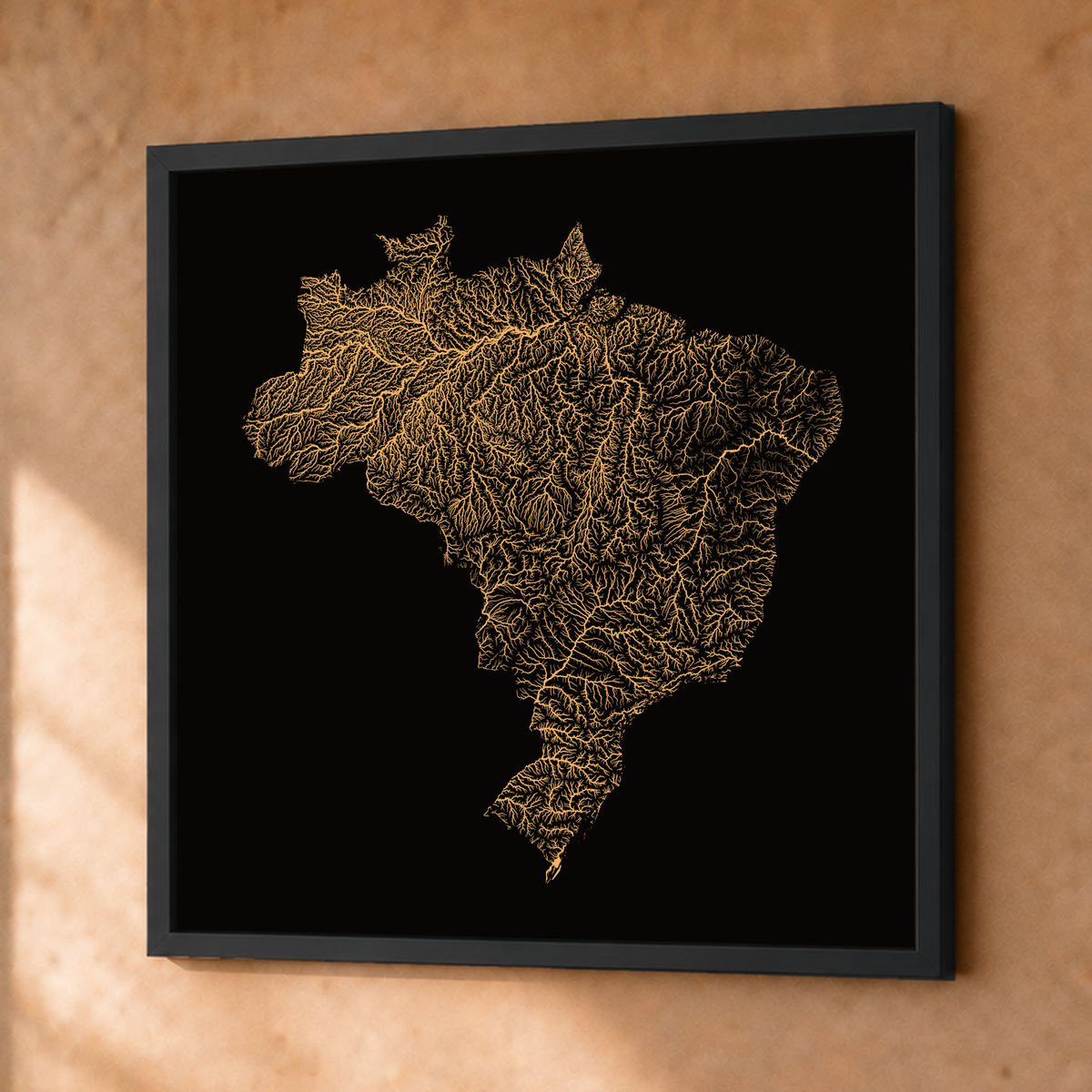 Beautiful Rivers — Brasil — Cobre, Fine art emoldurado · 76 × 76 cm, Preto · Sem margem