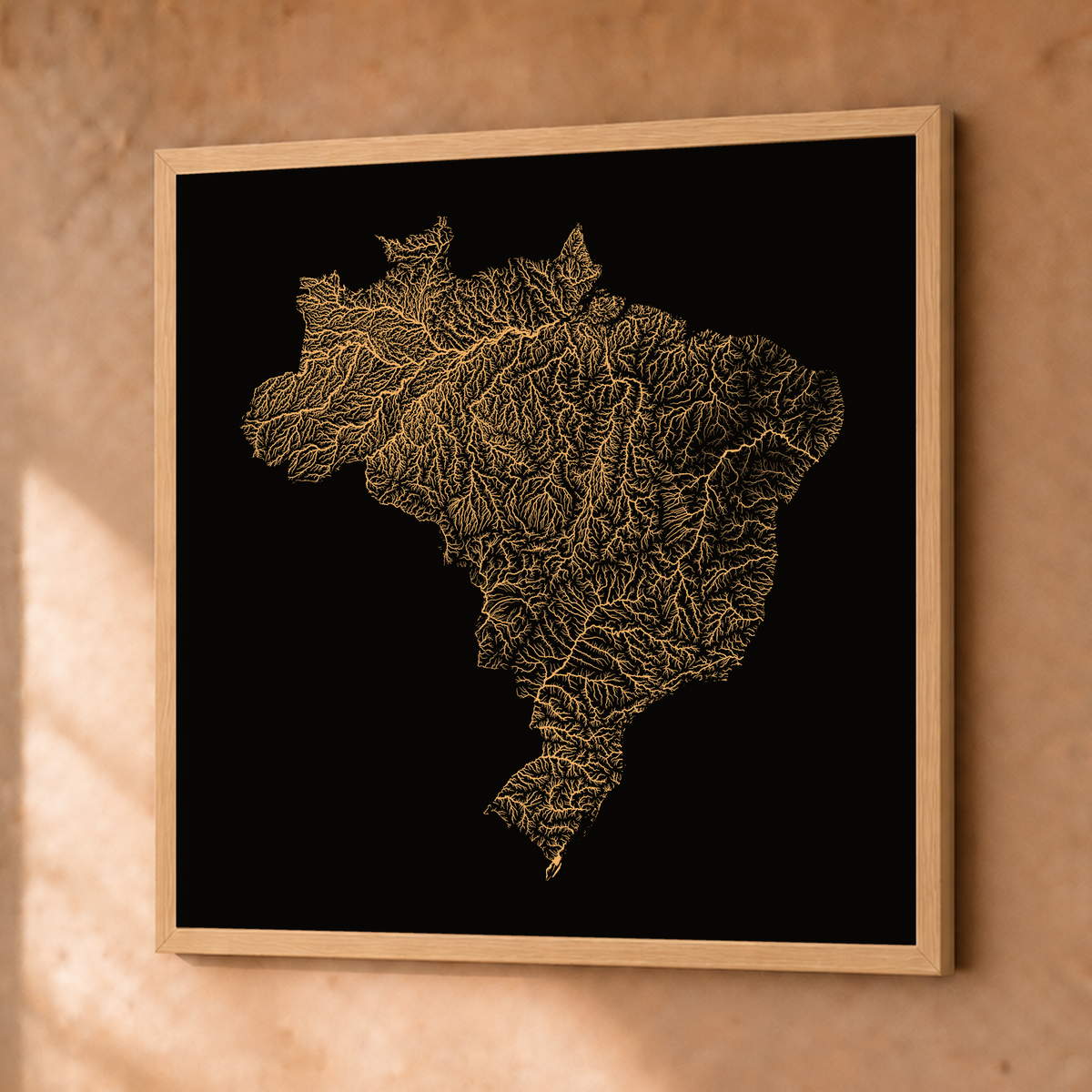 Beautiful Rivers — Brasil — Cobre, Fine art emoldurado · 76 × 76 cm, Natural · Sem margem