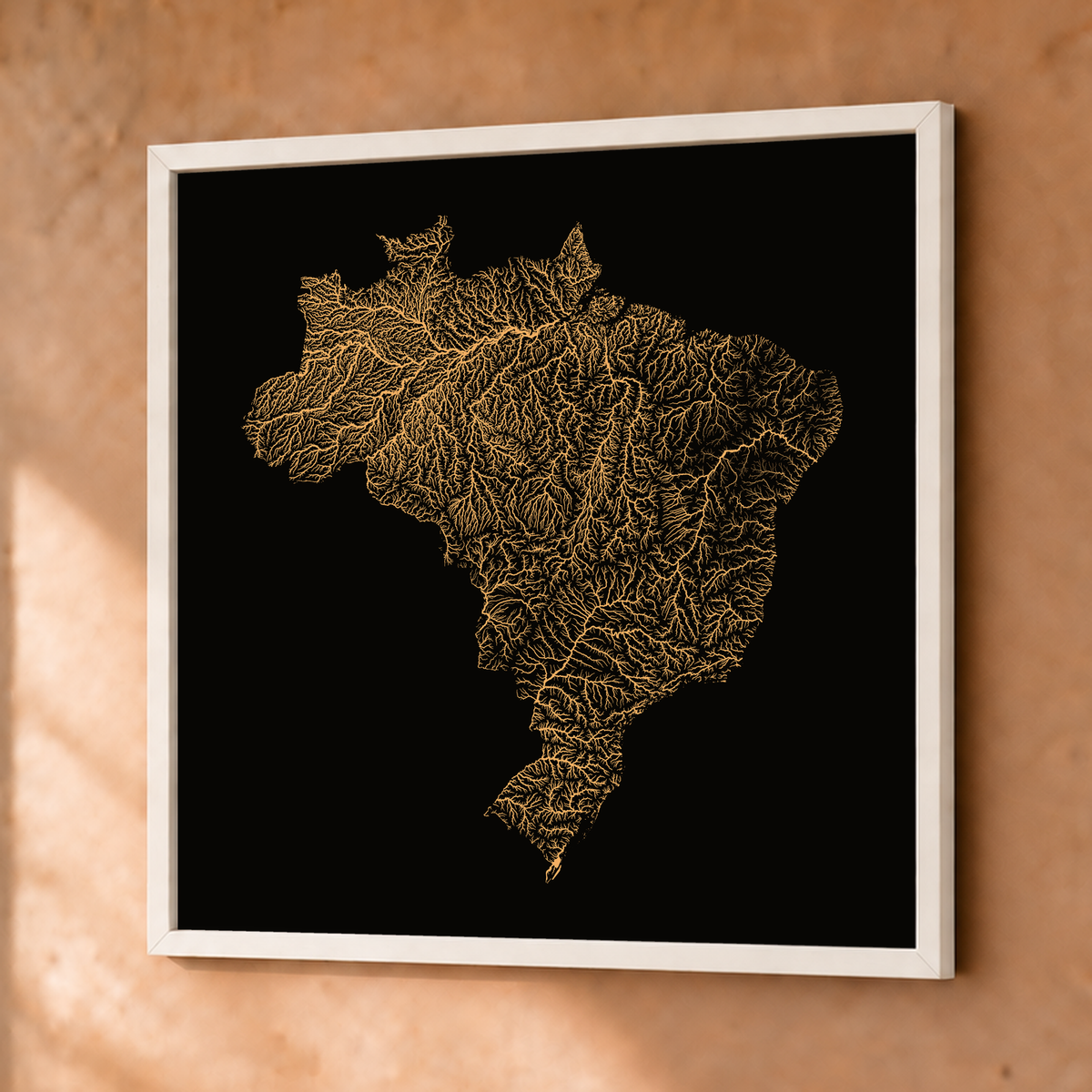 Beautiful Rivers — Brasil — Cobre, Fine art emoldurado · 76 × 76 cm, Branco · Sem margem