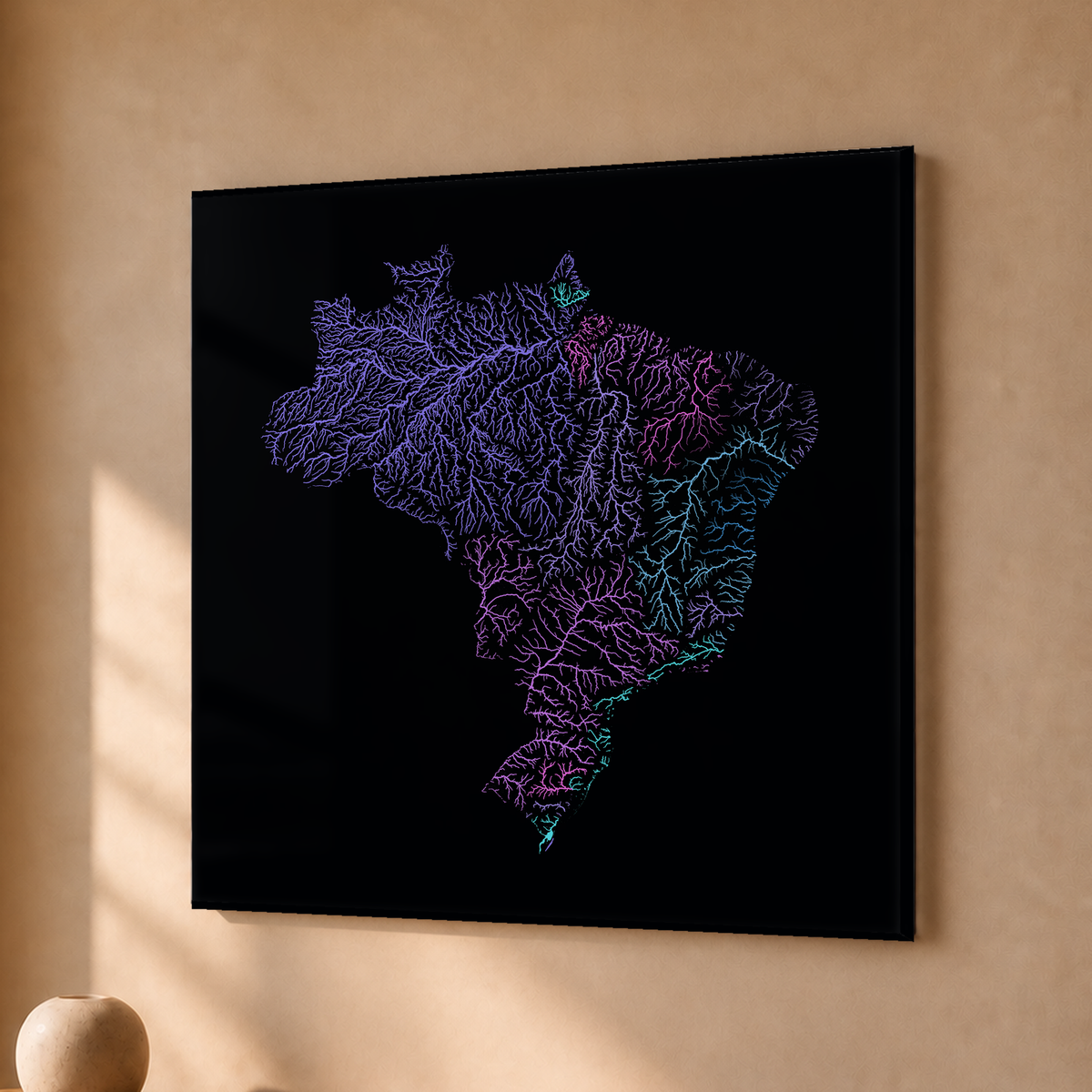 Beautiful Rivers — Brasil — Neon hidrográfico, Acrílico · 30 × 30 cm, Sem margem