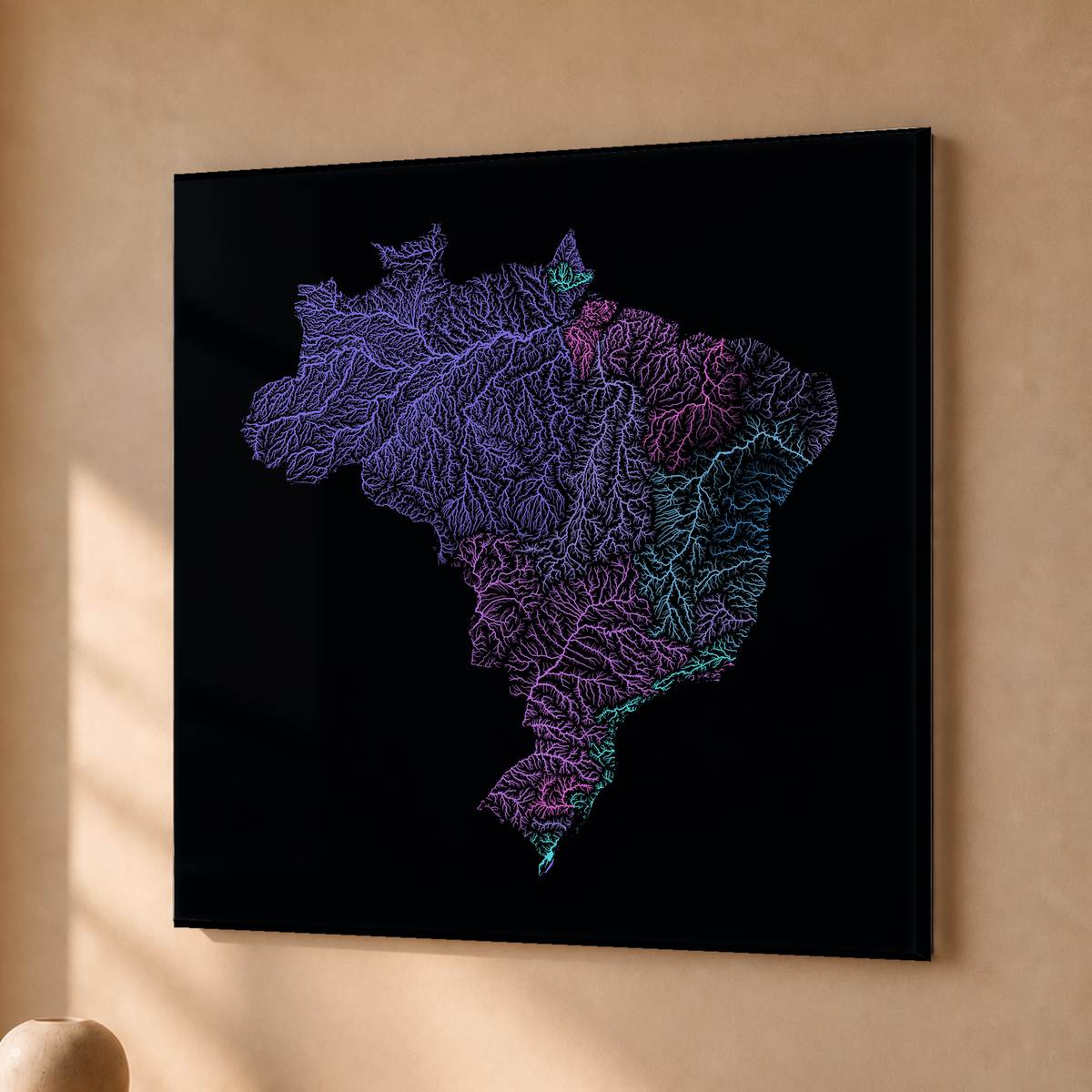 Beautiful Rivers — Brasil — Neon hidrográfico, Acrílico · 76 × 76 cm, Sem margem