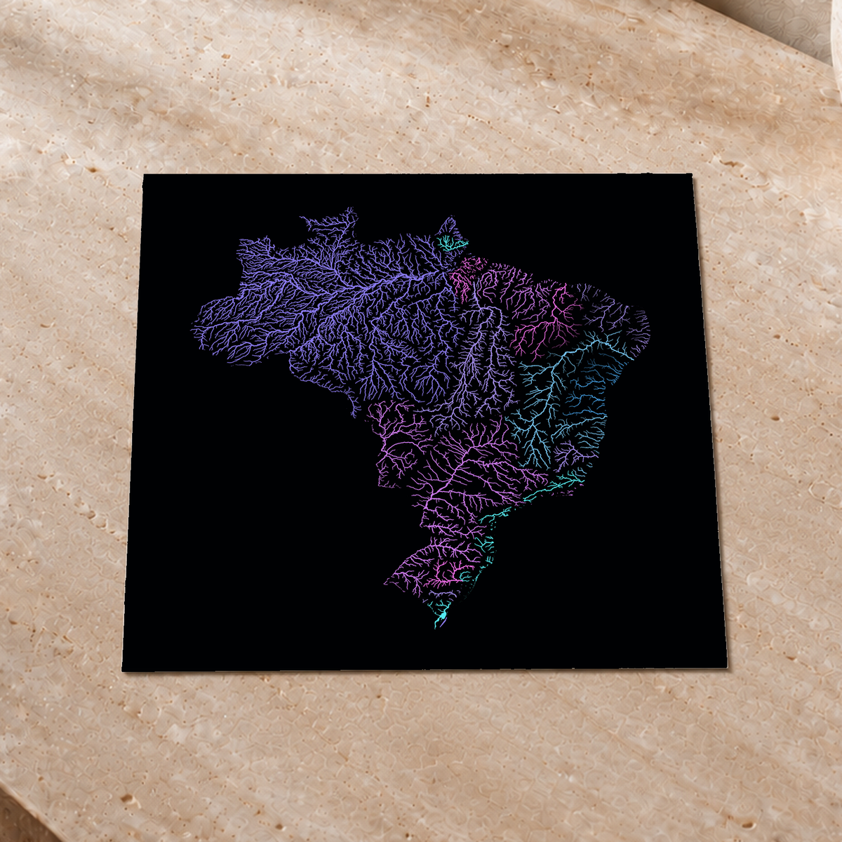 Beautiful Rivers — Brasil — Neon hidrográfico, Impressão fine art · 30 × 30 cm, Sem margem