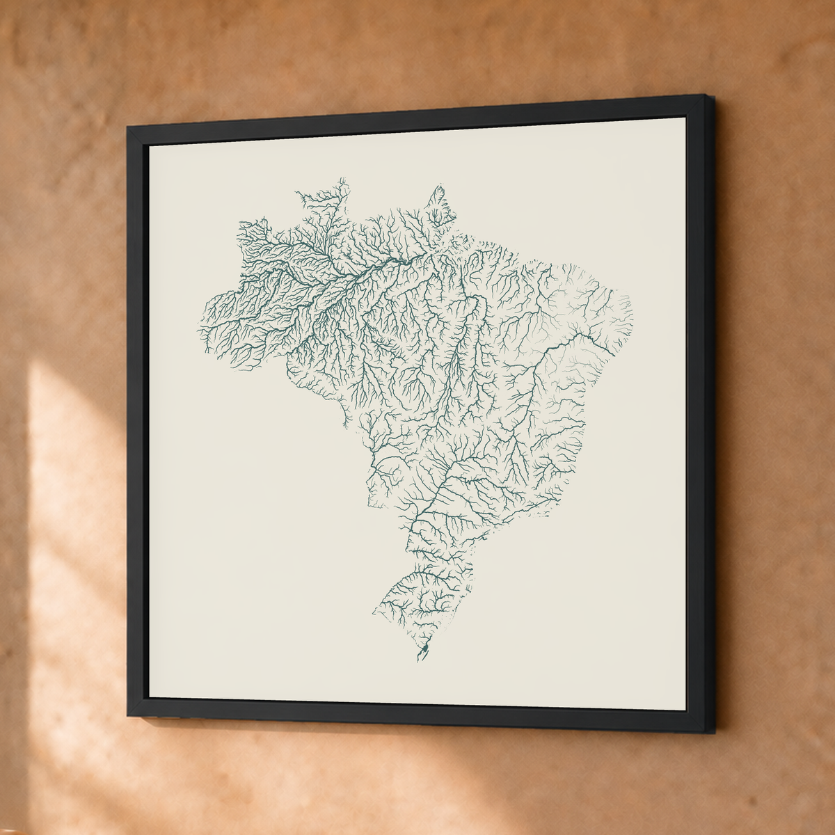 Beautiful Rivers — Brasil — Natural e luminosa, Fine art emoldurado · 30 × 30 cm, Preto · Sem margem
