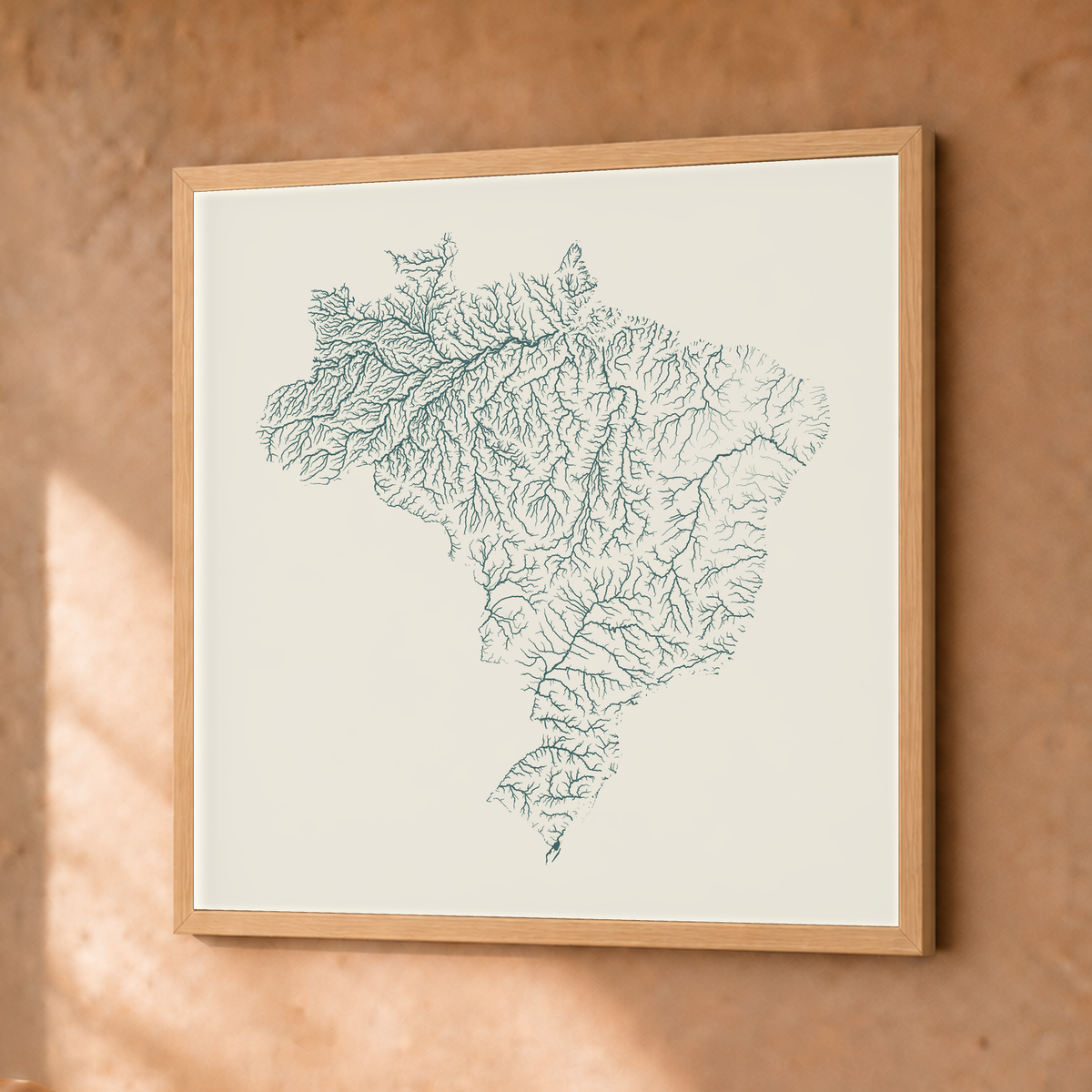 Beautiful Rivers — Brasil — Natural e luminosa, Fine art emoldurado · 30 × 30 cm, Natural · Sem margem