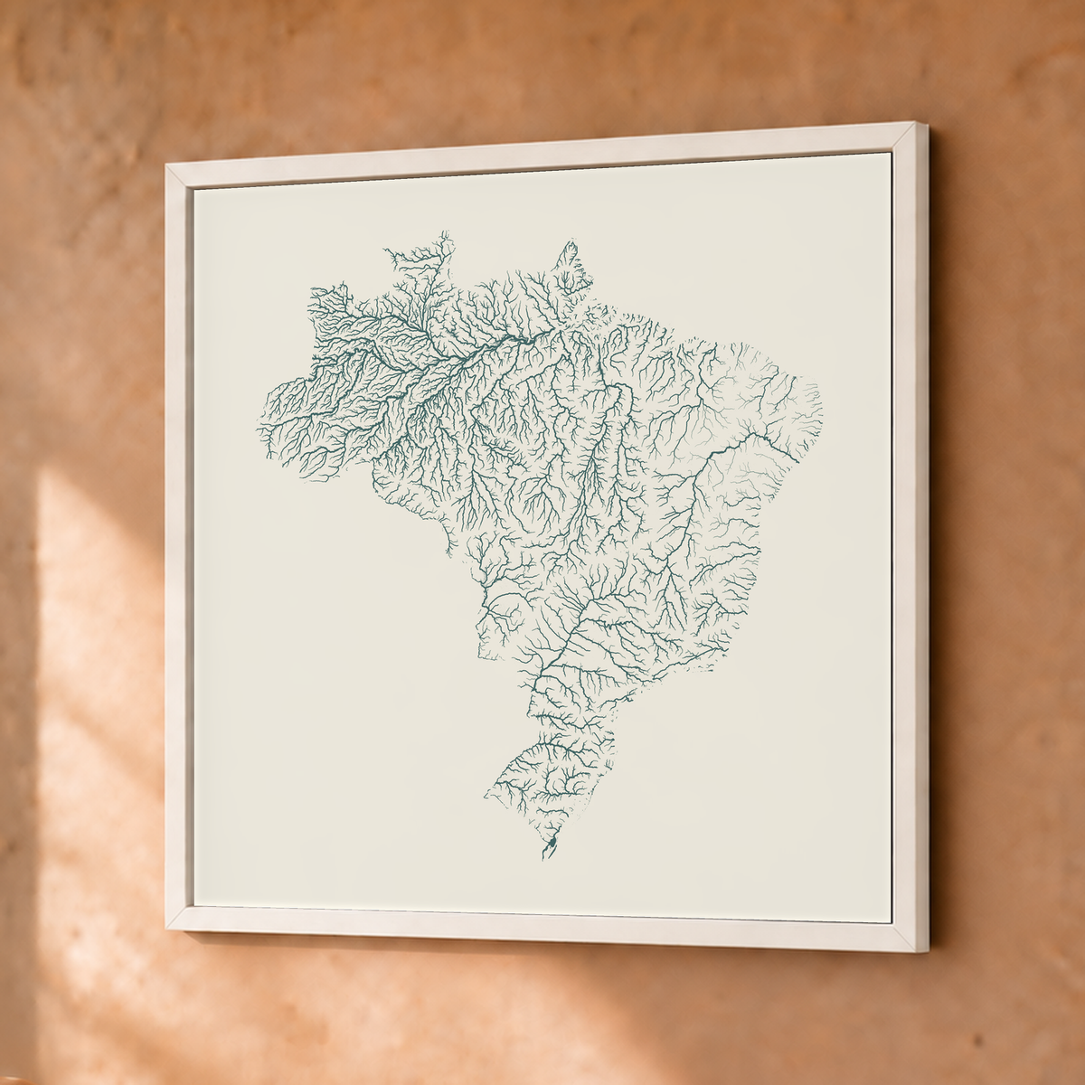 Beautiful Rivers — Brasil — Natural e luminosa, Fine art emoldurado · 30 × 30 cm, Branco · Sem margem
