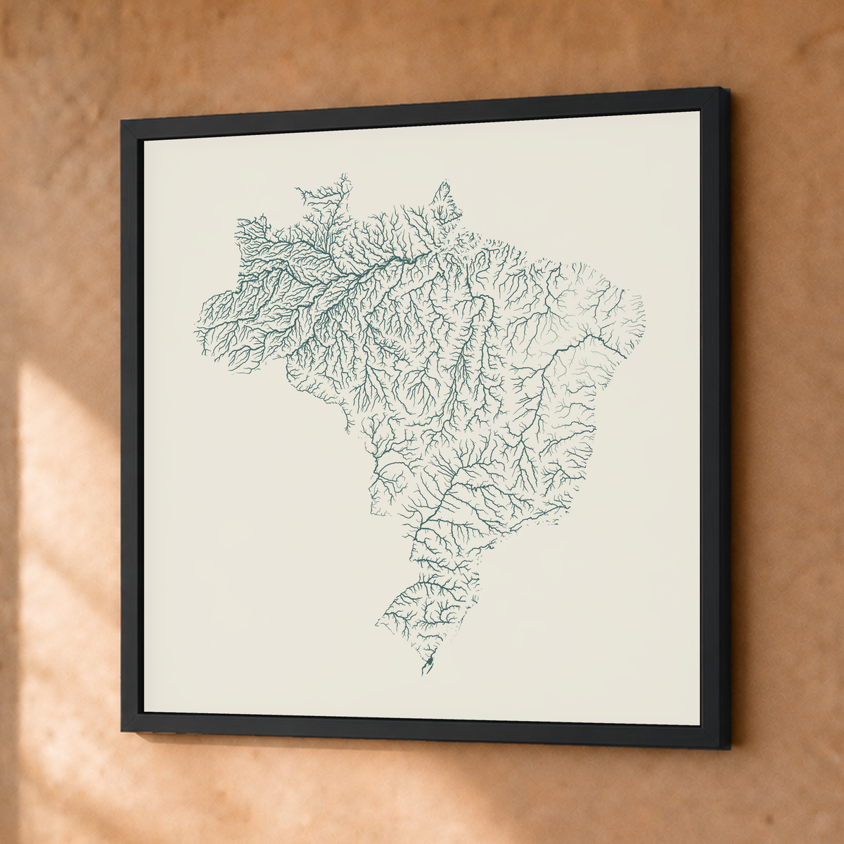 Beautiful Rivers — Brasil — Natural e luminosa, Fine art emoldurado · 50 × 50 cm, Preto · Sem margem