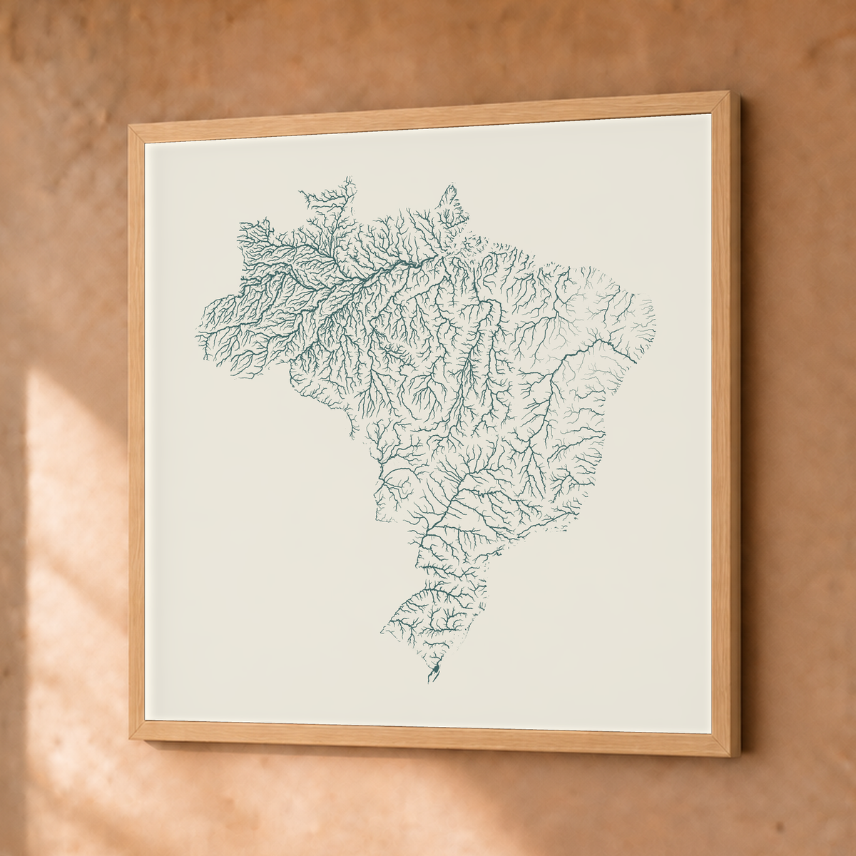 Beautiful Rivers — Brasil — Natural e luminosa, Fine art emoldurado · 50 × 50 cm, Natural · Sem margem