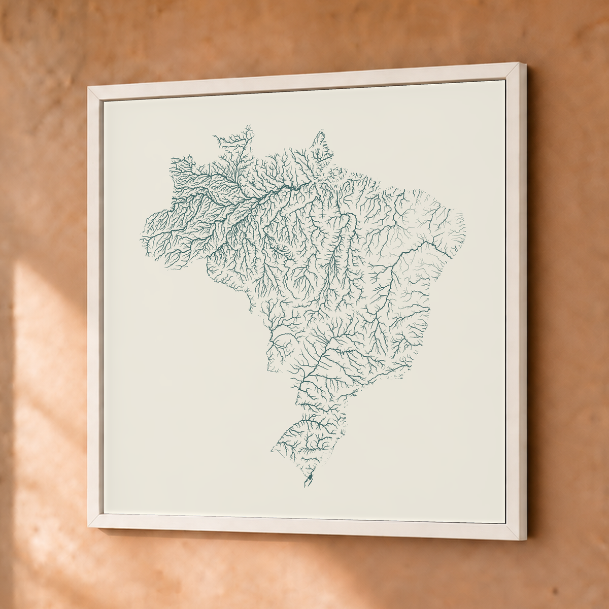Beautiful Rivers — Brasil — Natural e luminosa, Fine art emoldurado · 50 × 50 cm, Branco · Sem margem