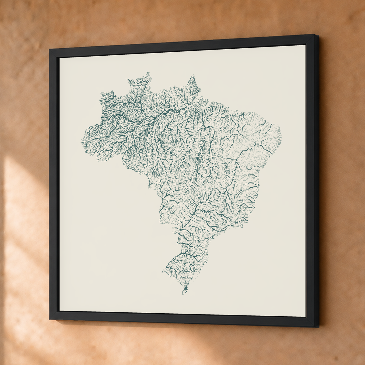 Beautiful Rivers — Brasil — Natural e luminosa, Fine art emoldurado · 76 × 76 cm, Preto · Sem margem