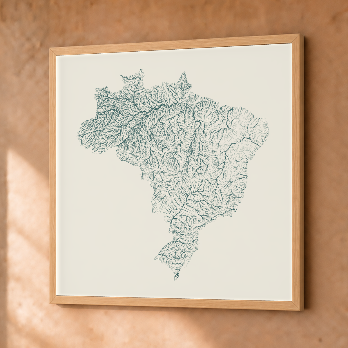 Beautiful Rivers — Brasil — Natural e luminosa, Fine art emoldurado · 76 × 76 cm, Natural · Sem margem