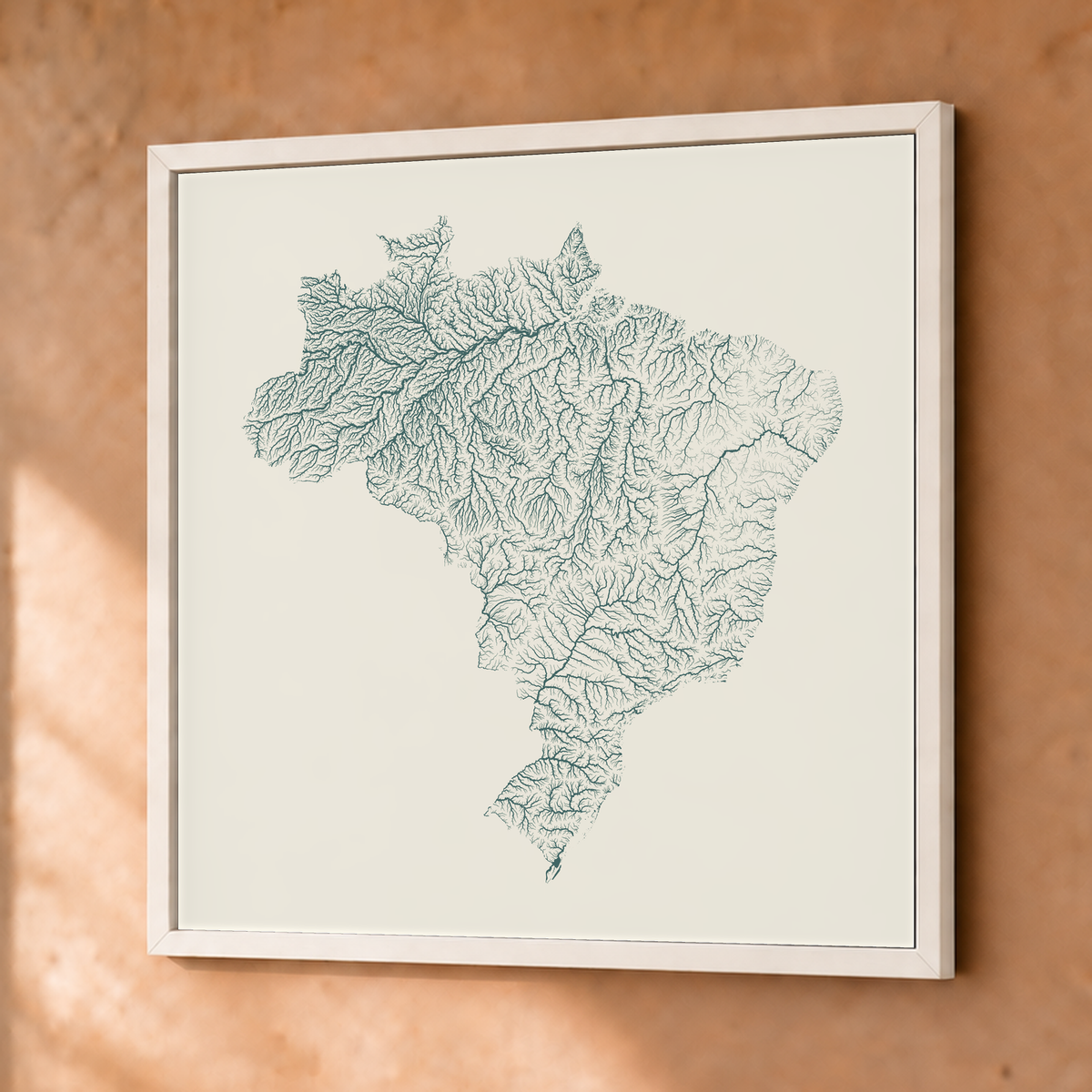 Beautiful Rivers — Brasil — Natural e luminosa, Fine art emoldurado · 76 × 76 cm, Branco · Sem margem