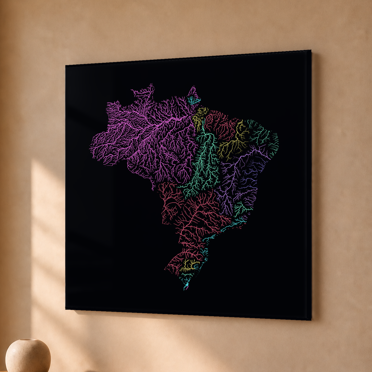 Beautiful Rivers — Brasil — Neon por território, Acrílico · 30 × 30 cm, Sem margem
