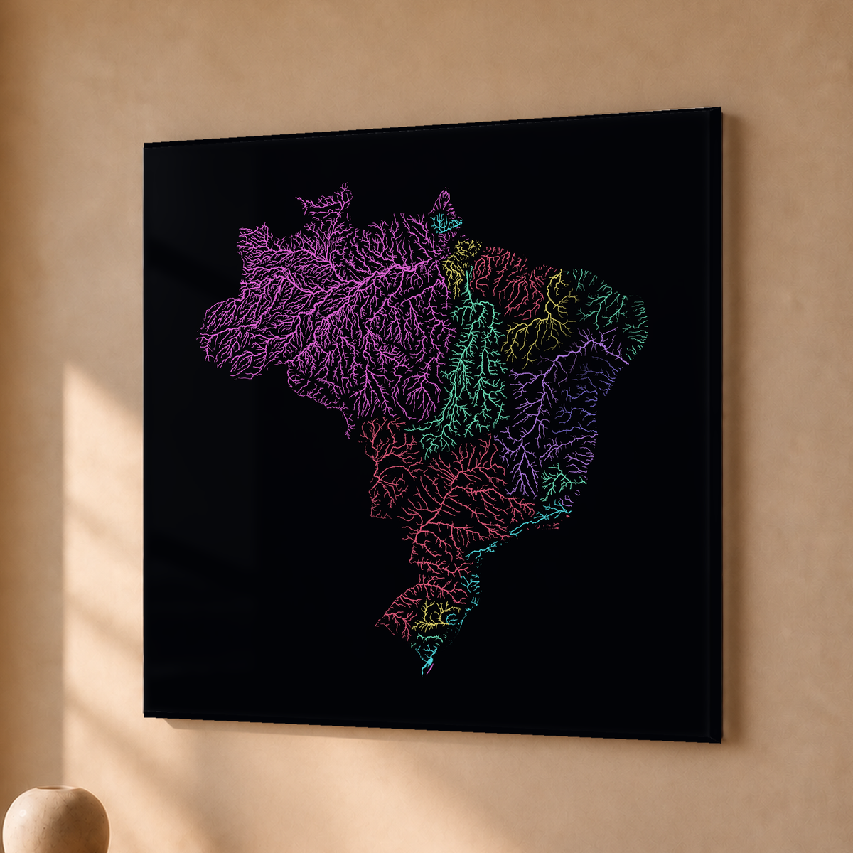 Beautiful Rivers — Brasil — Neon por território, Acrílico · 50 × 50 cm, Sem margem