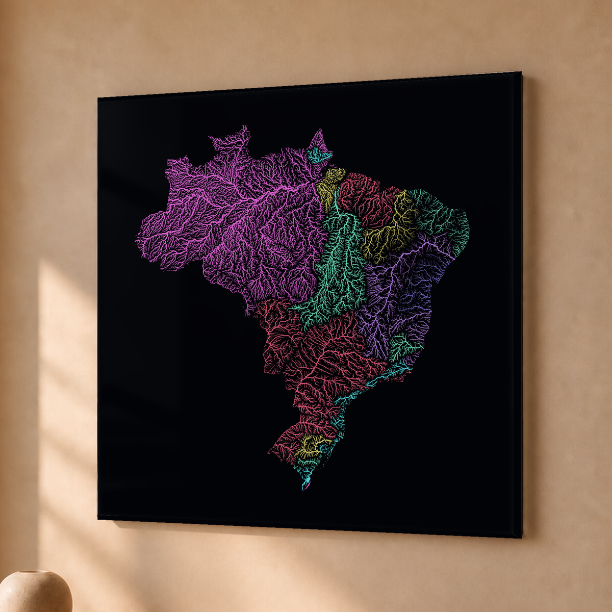 Beautiful Rivers — Brasil — Neon por território, Acrílico · 76 × 76 cm, Sem margem