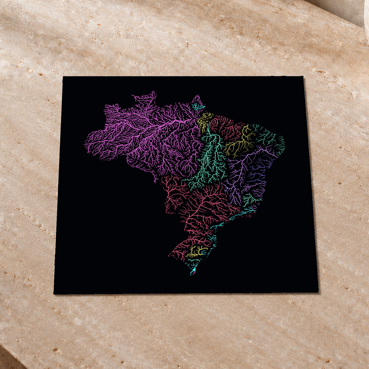 Beautiful Rivers — Brasil — Neon por território, Impressão fine art · 30 × 30 cm, Sem margem