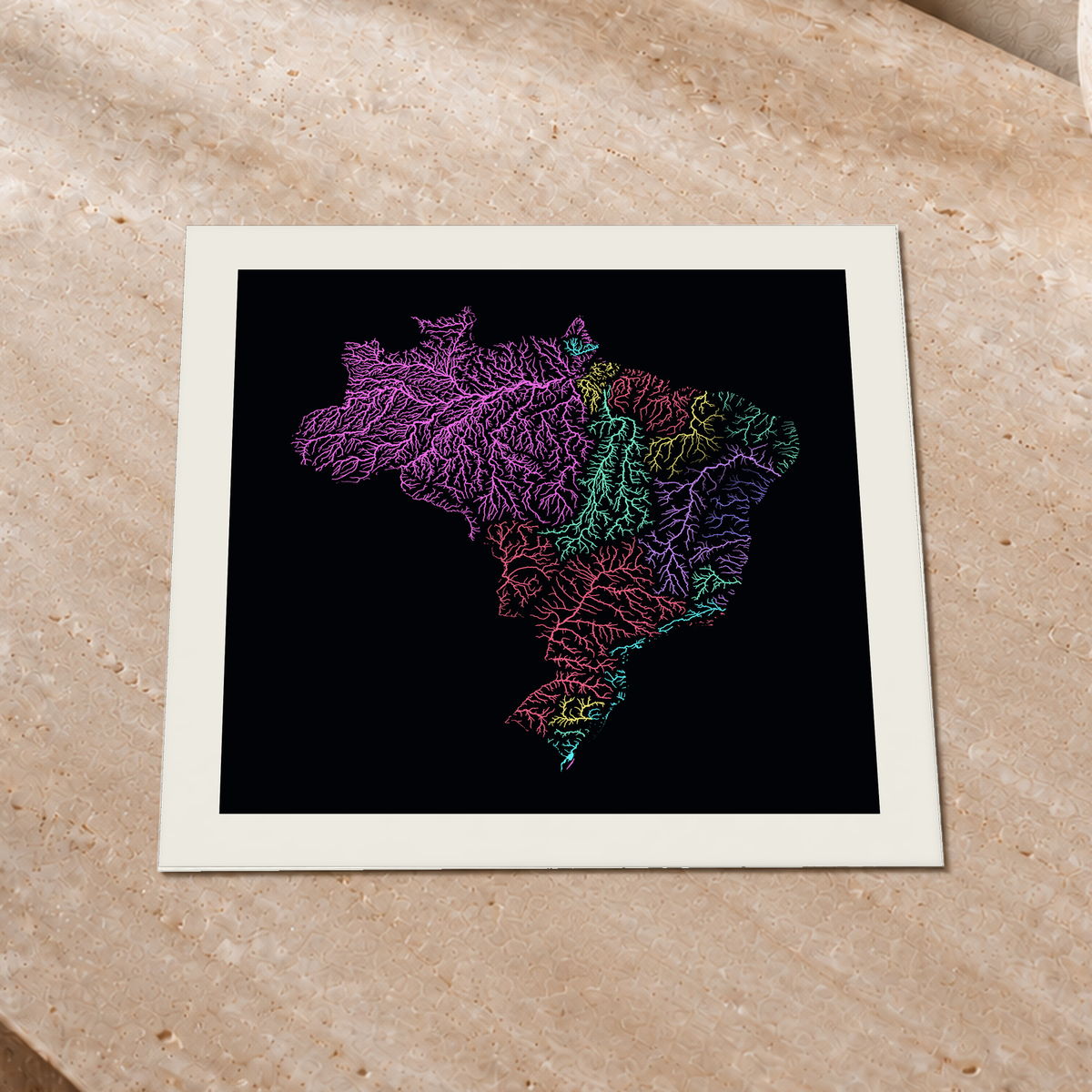 Beautiful Rivers — Brasil — Neon por território, Impressão fine art · 30 × 30 cm, Margem branca
