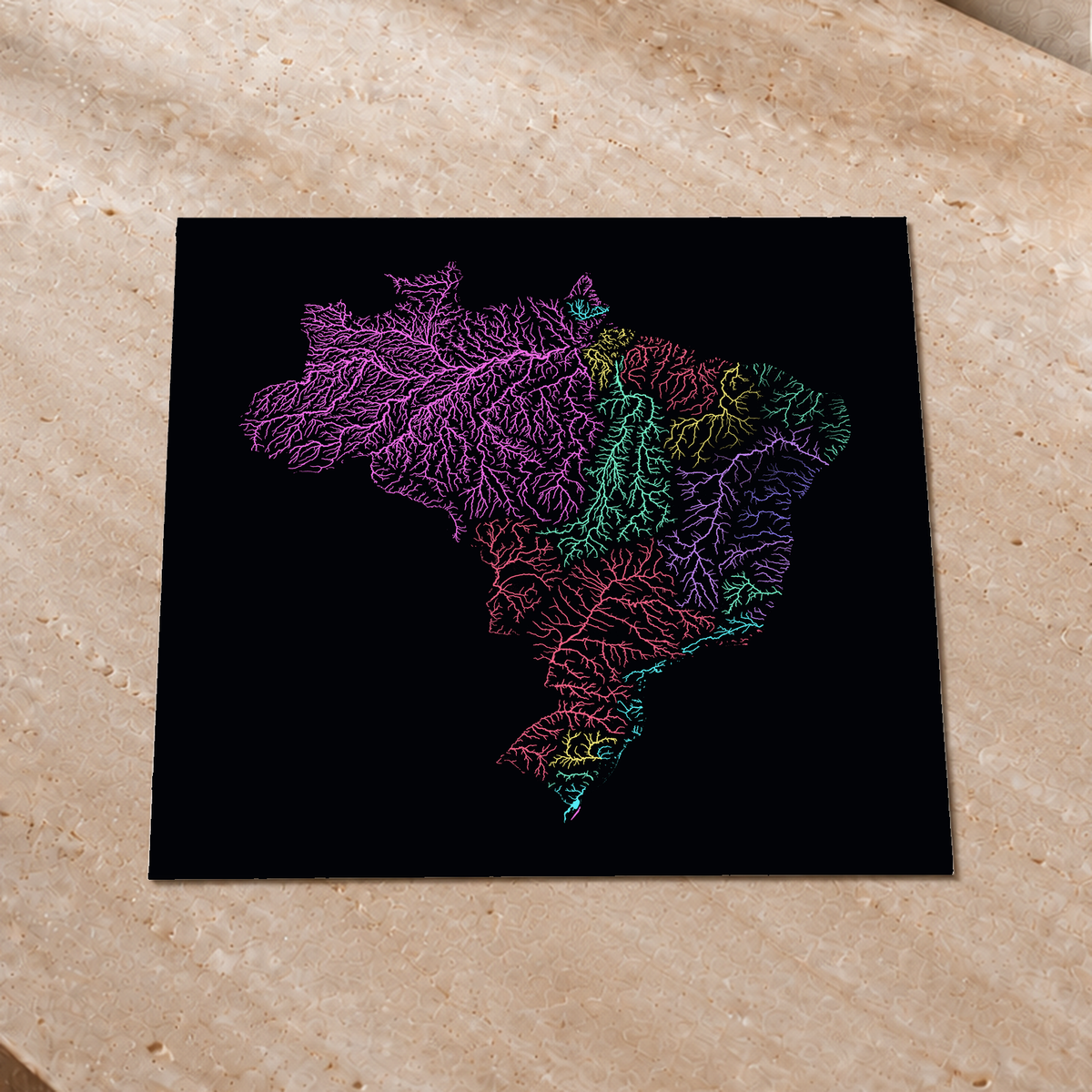 Beautiful Rivers — Brasil — Neon por território, Impressão fine art · 50 × 50 cm, Sem margem