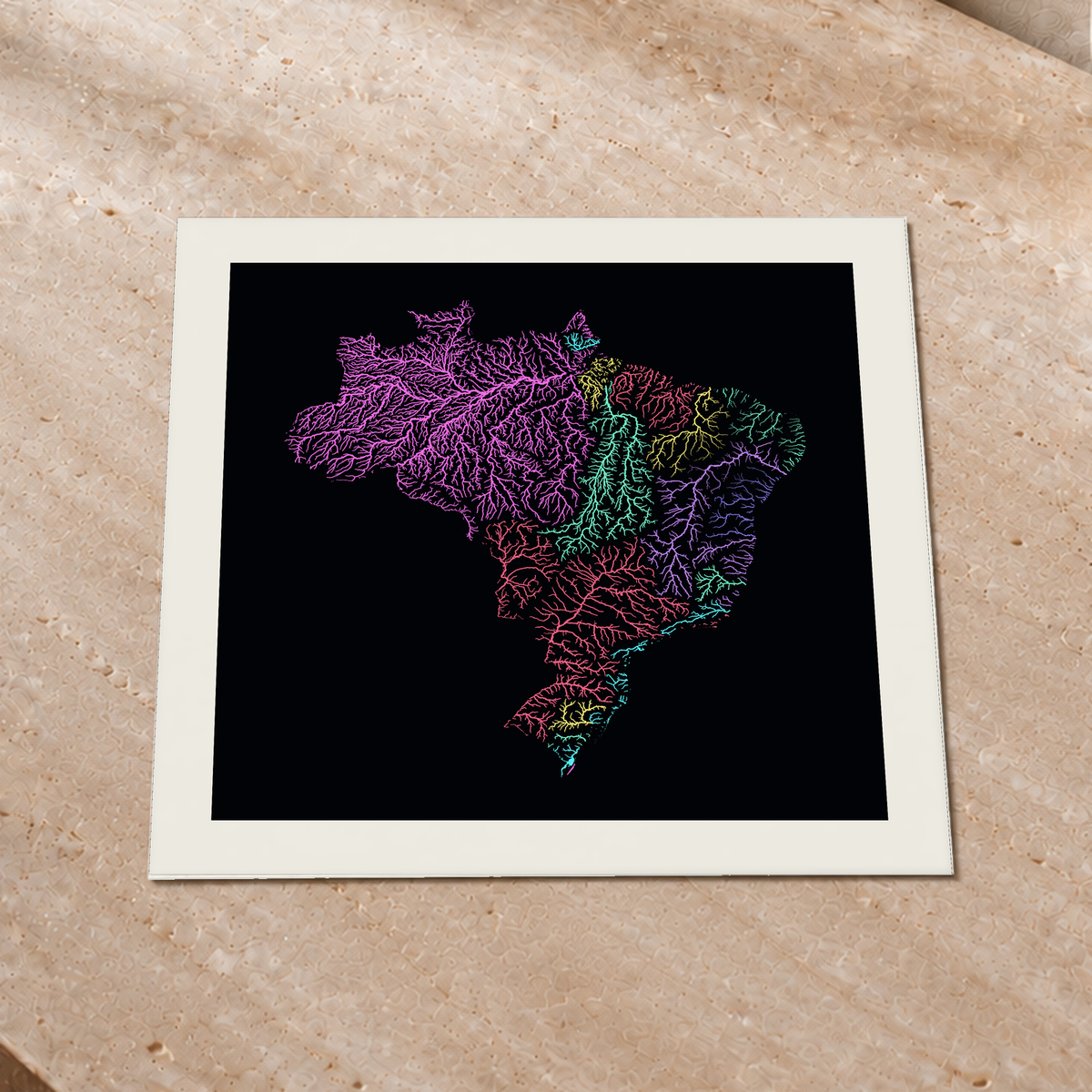 Beautiful Rivers — Brasil — Neon por território, Impressão fine art · 50 × 50 cm, Margem branca