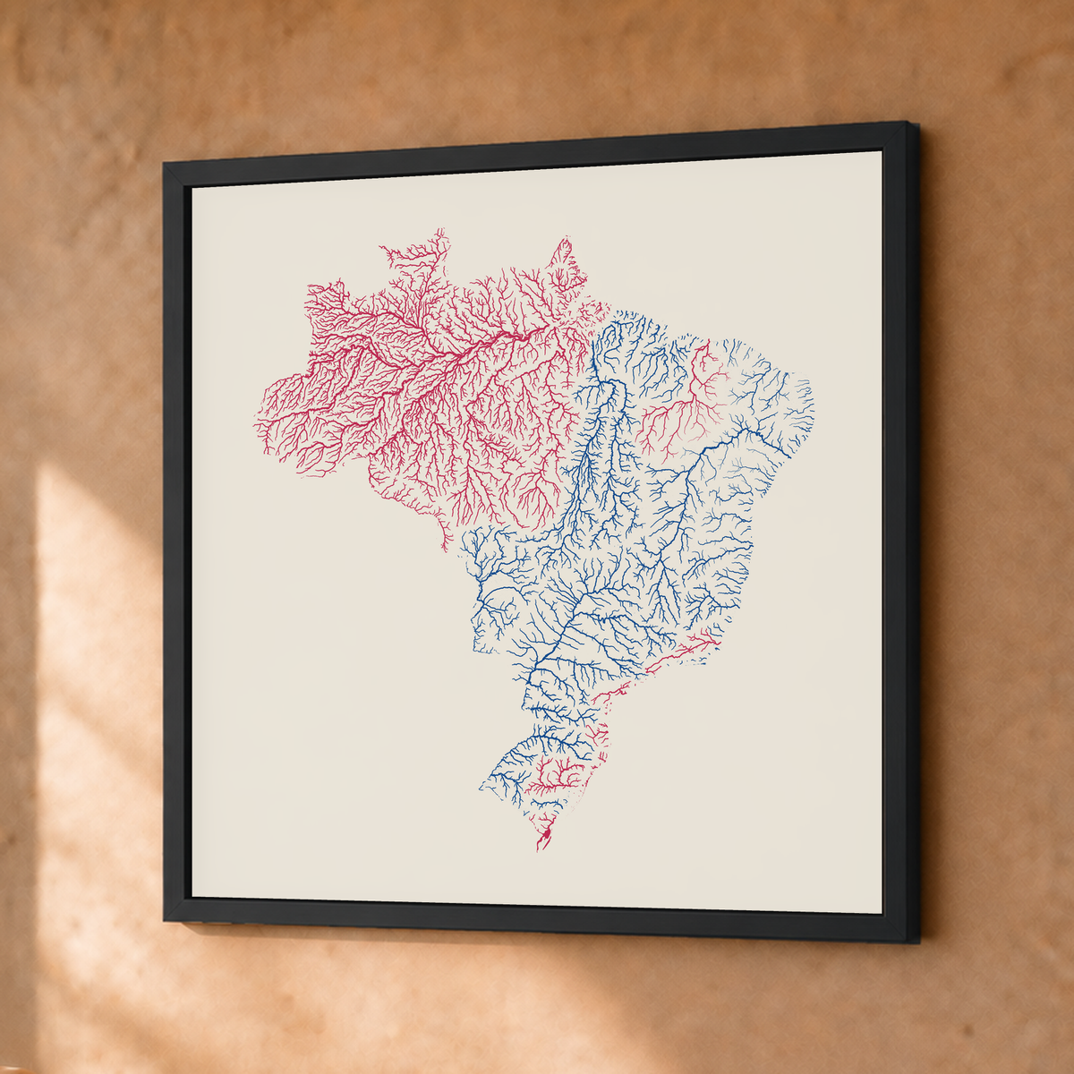 Beautiful Rivers — Brasil — Risografia, Fine art emoldurado · 30 × 30 cm, Preto · Sem margem