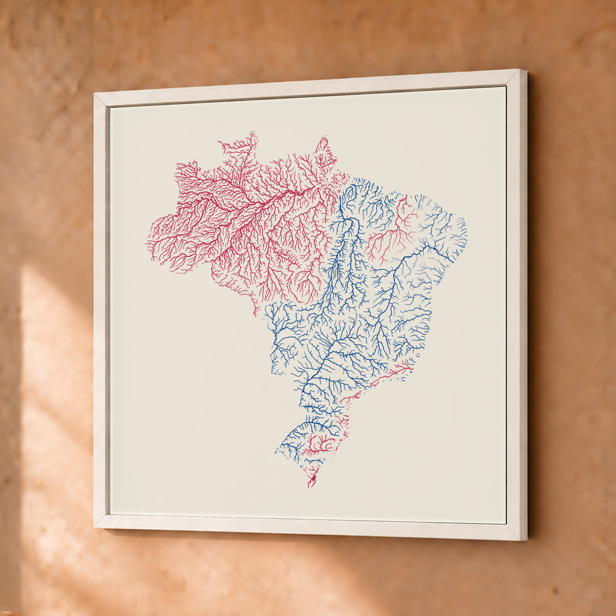 Beautiful Rivers — Brasil — Risografia, Fine art emoldurado · 30 × 30 cm, Branco · Sem margem