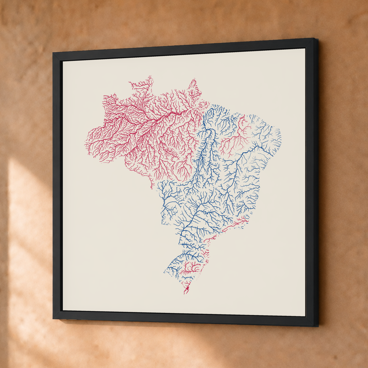 Beautiful Rivers — Brasil — Risografia, Fine art emoldurado · 50 × 50 cm, Preto · Sem margem