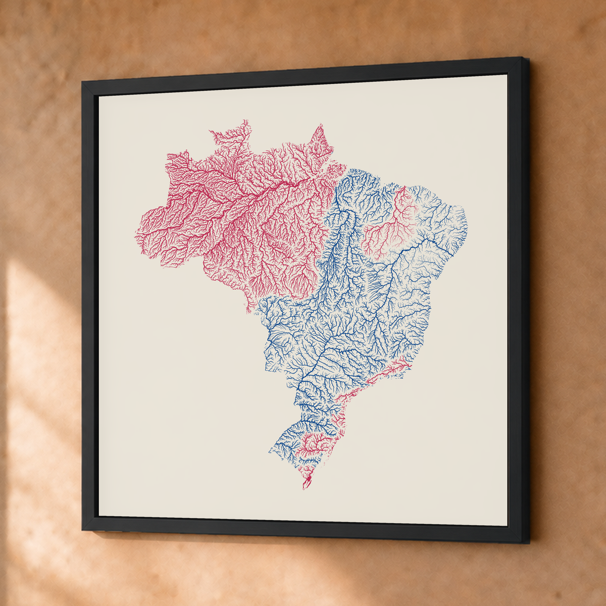 Beautiful Rivers — Brasil — Risografia, Fine art emoldurado · 76 × 76 cm, Preto · Sem margem