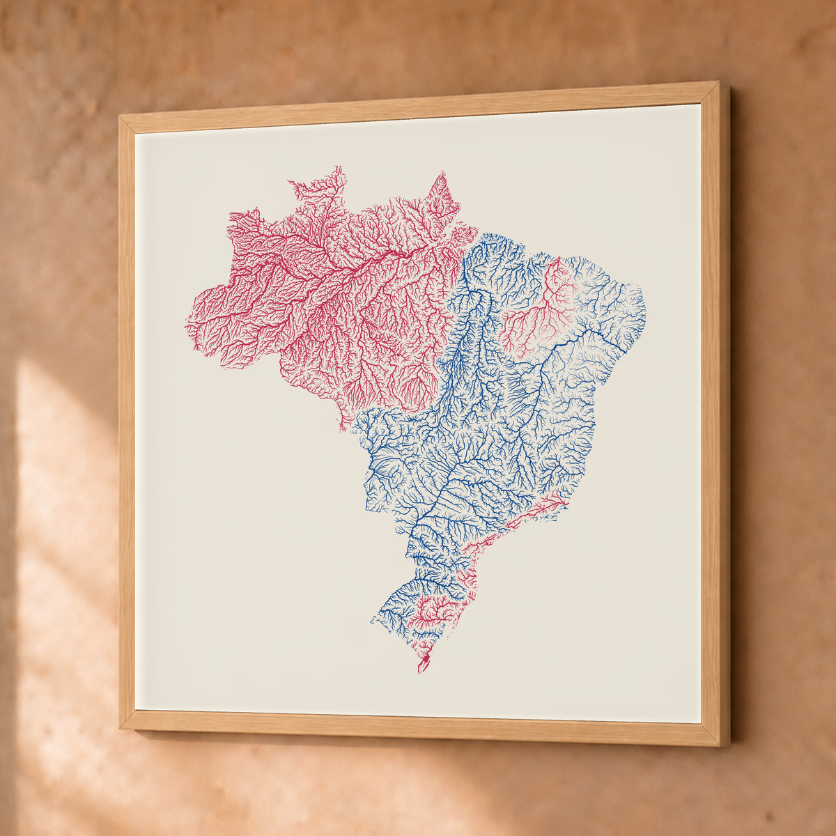 Beautiful Rivers — Brasil — Risografia, Fine art emoldurado · 76 × 76 cm, Natural · Sem margem
