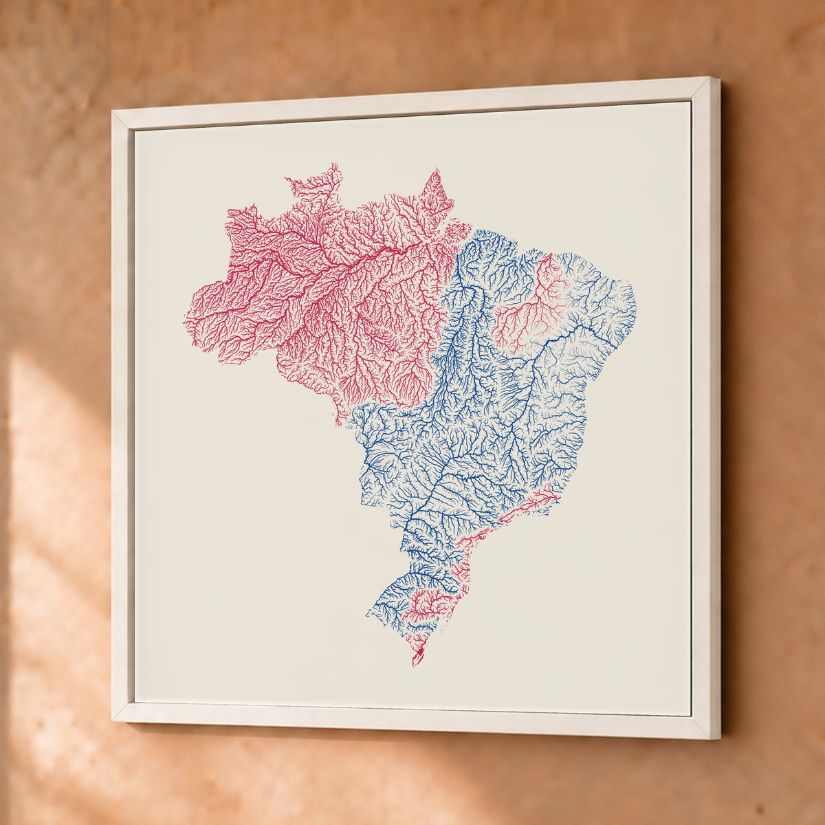 Beautiful Rivers — Brasil — Risografia, Fine art emoldurado · 76 × 76 cm, Branco · Sem margem