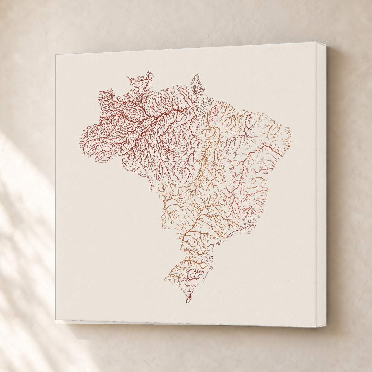 Beautiful Rivers — Brasil — Terracota e areia, Canvas · 30 × 30 cm, Sem margem