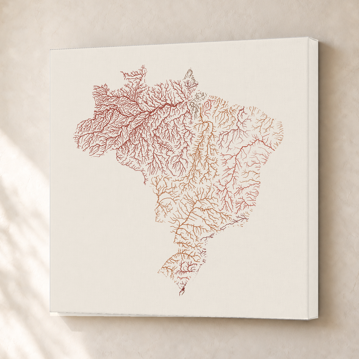Beautiful Rivers — Brasil — Terracota e areia, Canvas · 50 × 50 cm, Sem margem