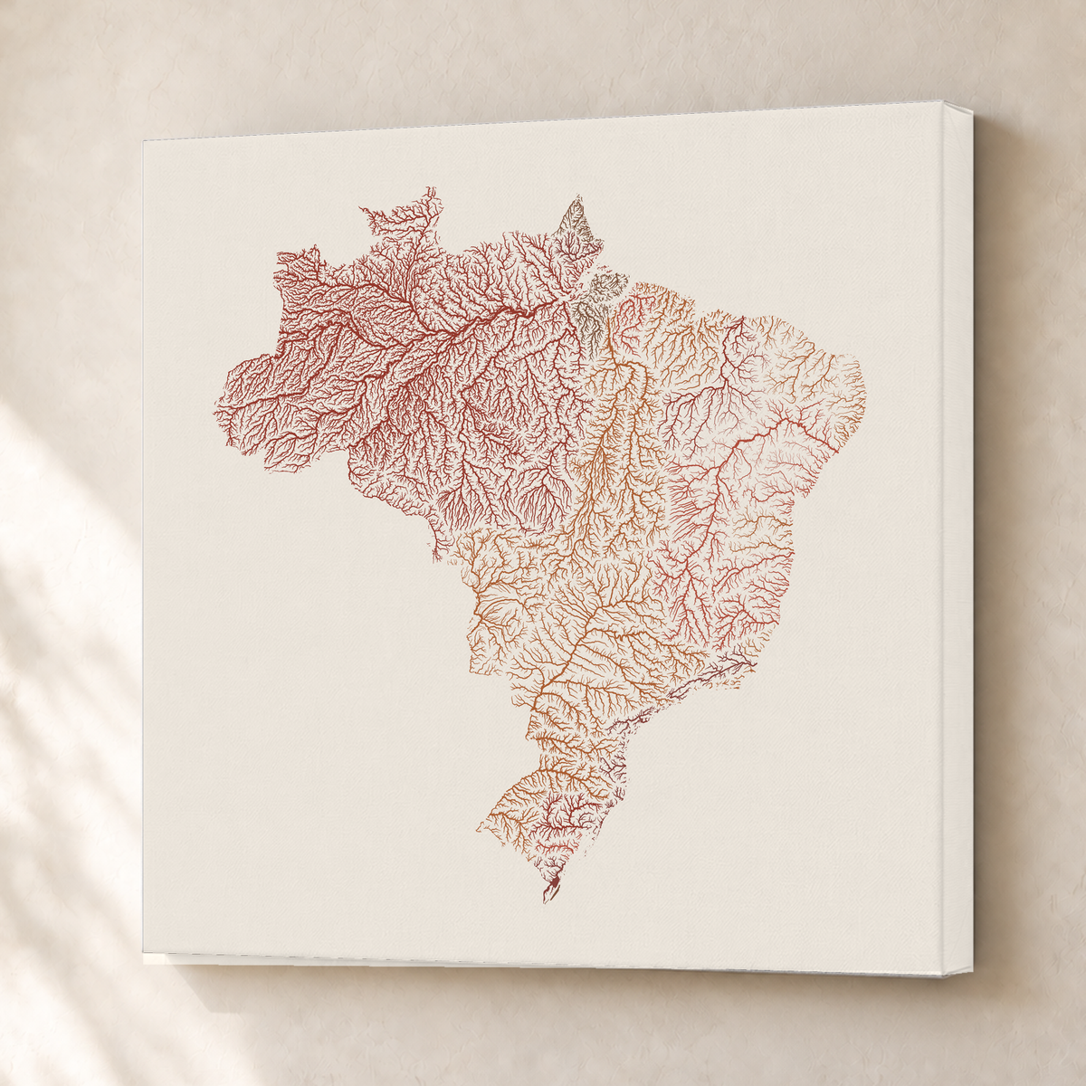 Beautiful Rivers — Brasil — Terracota e areia, Canvas · 76 × 76 cm, Sem margem