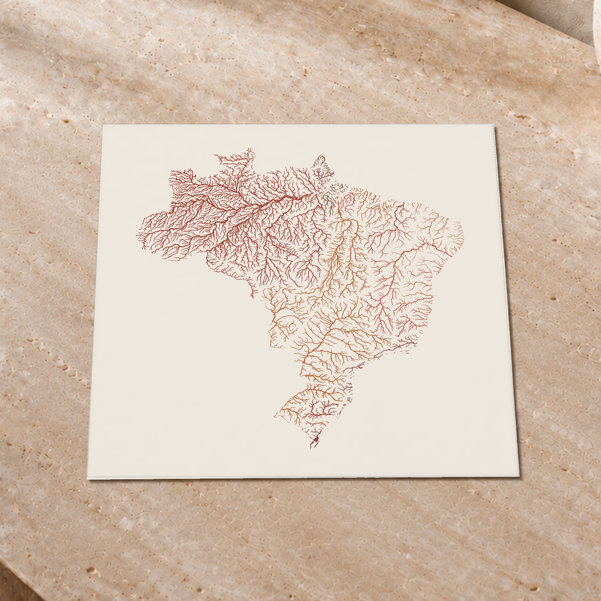 Beautiful Rivers — Brasil — Terracota e areia, Impressão fine art · 30 × 30 cm, Sem margem