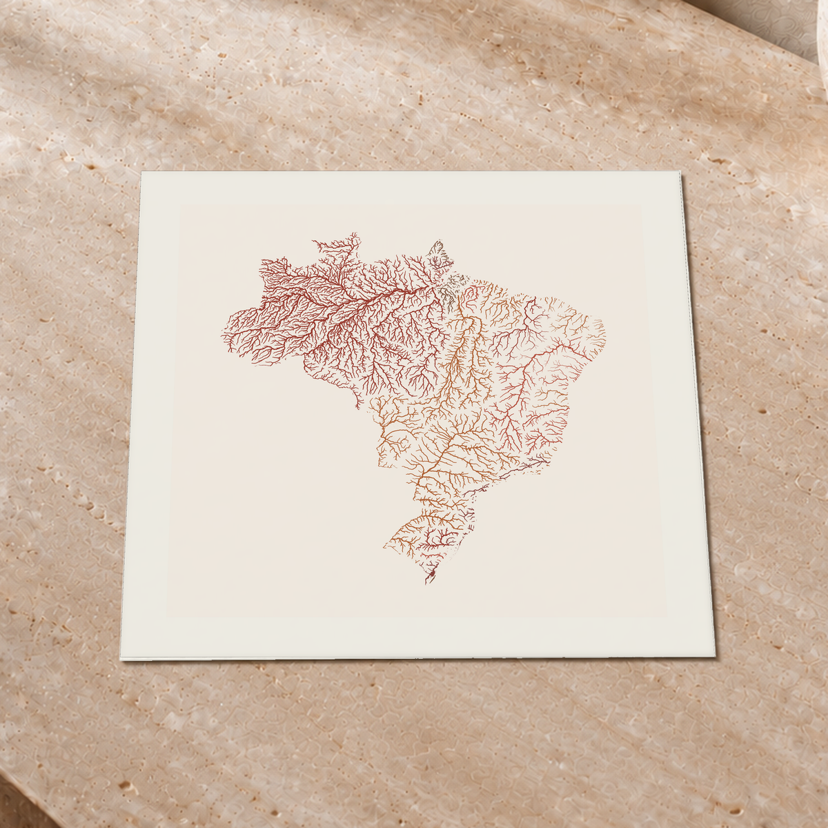 Beautiful Rivers — Brasil — Terracota e areia, Impressão fine art · 30 × 30 cm, Margem branca