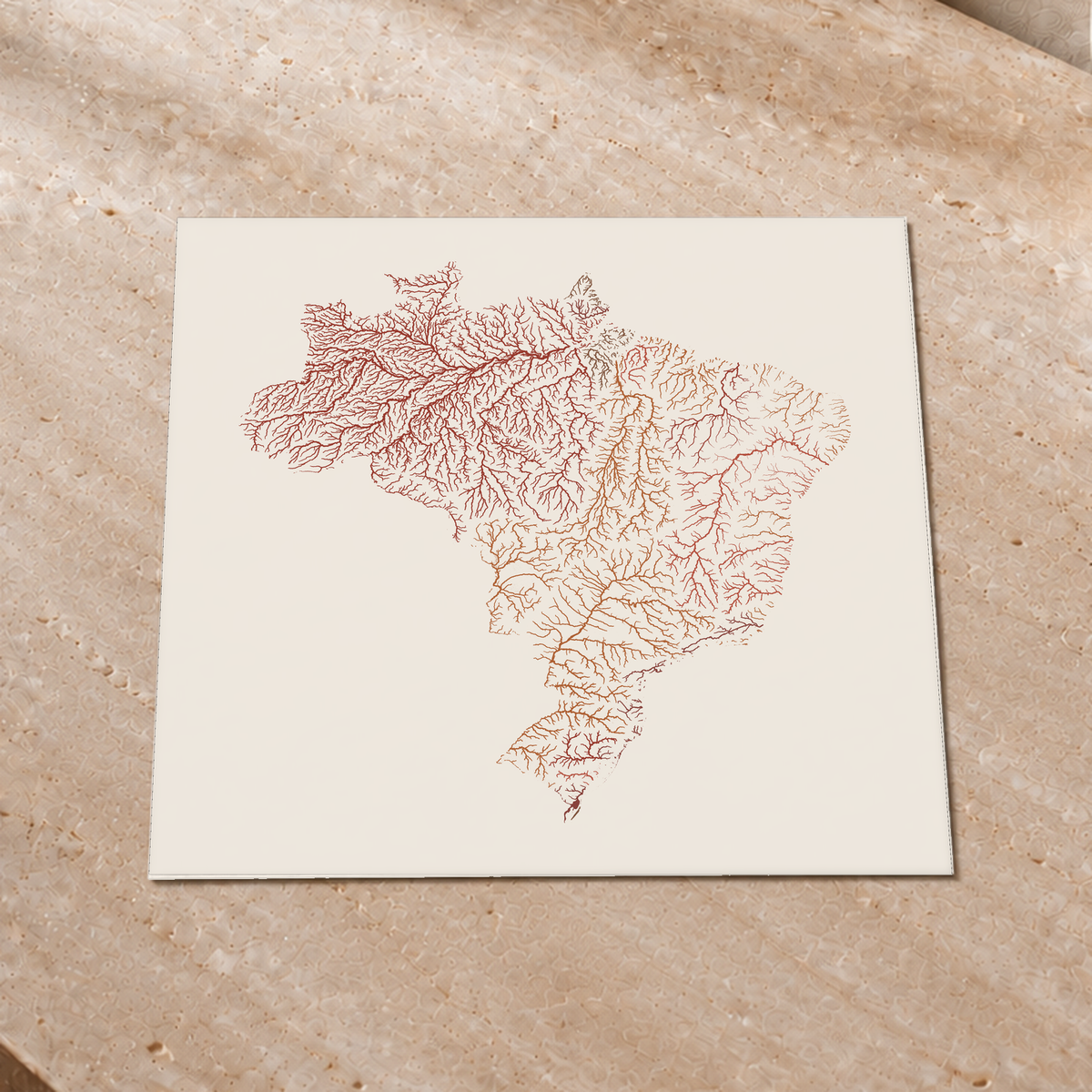 Beautiful Rivers — Brasil — Terracota e areia, Impressão fine art · 50 × 50 cm, Sem margem