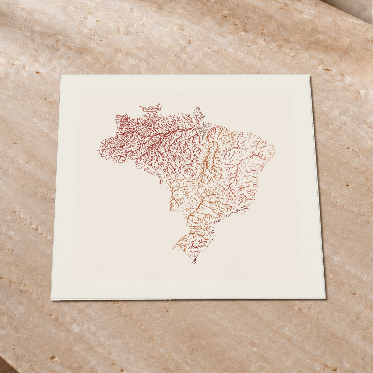 Beautiful Rivers — Brasil — Terracota e areia, Impressão fine art · 50 × 50 cm, Margem branca