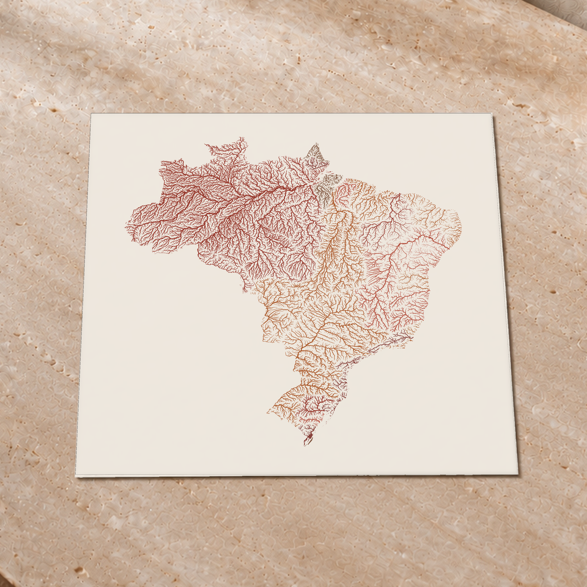 Beautiful Rivers — Brasil — Terracota e areia, Impressão fine art · 76 × 76 cm, Sem margem
