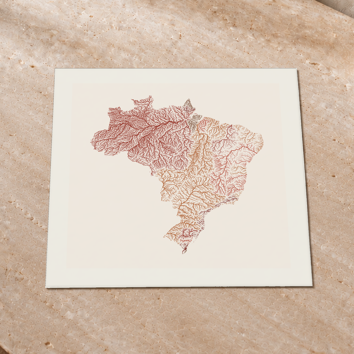 Beautiful Rivers — Brasil — Terracota e areia, Impressão fine art · 76 × 76 cm, Margem branca