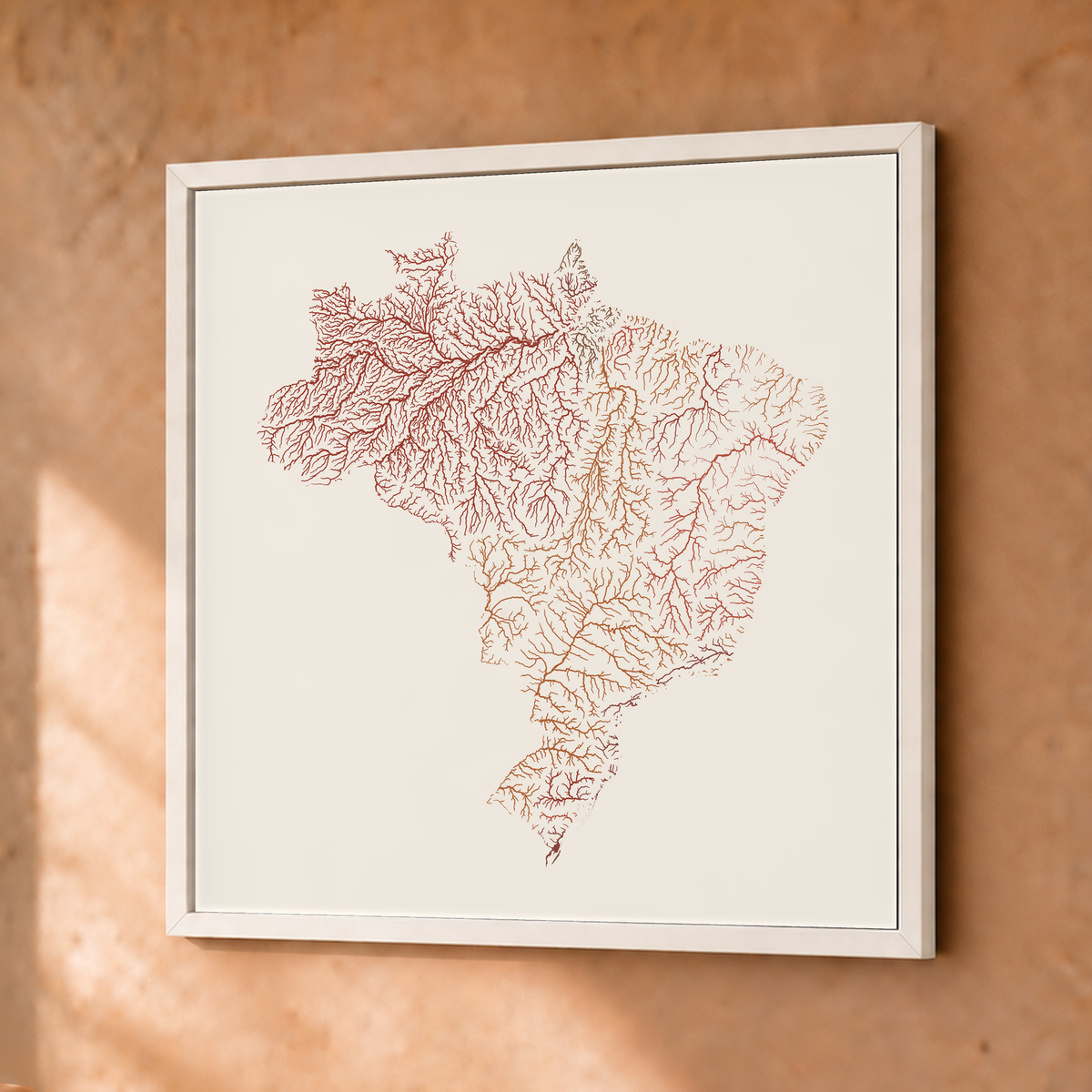 Beautiful Rivers — Brasil — Terracota e areia, Fine art emoldurado · 30 × 30 cm, Branco · Sem margem