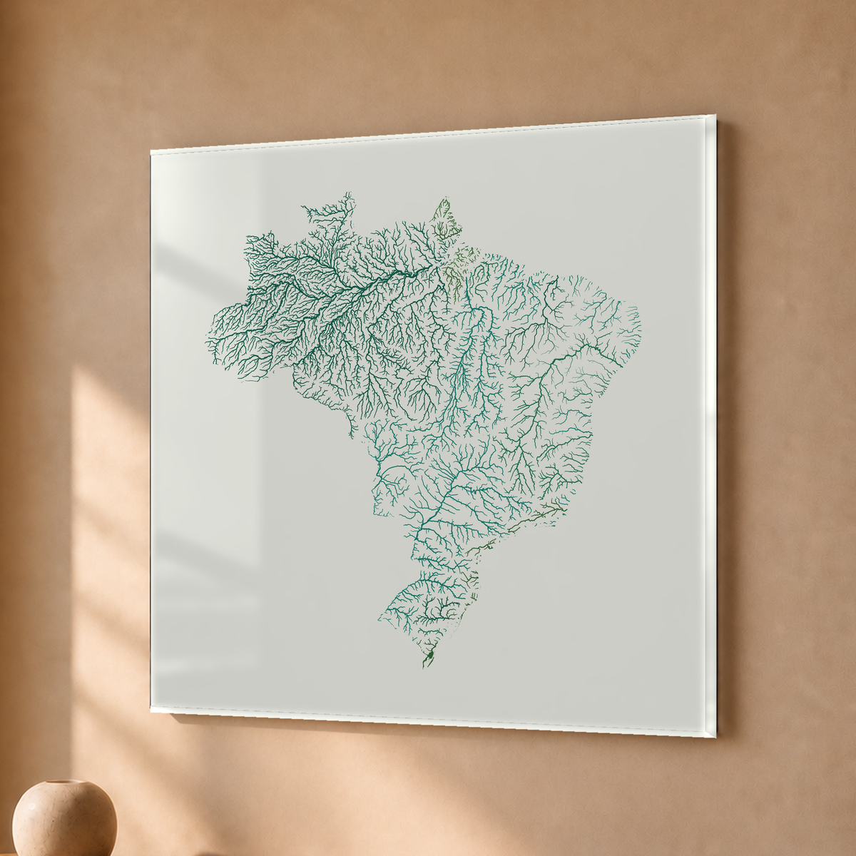 Beautiful Rivers — Brasil — Verde jade e porcelana, Acrílico · 30 × 30 cm, Sem margem