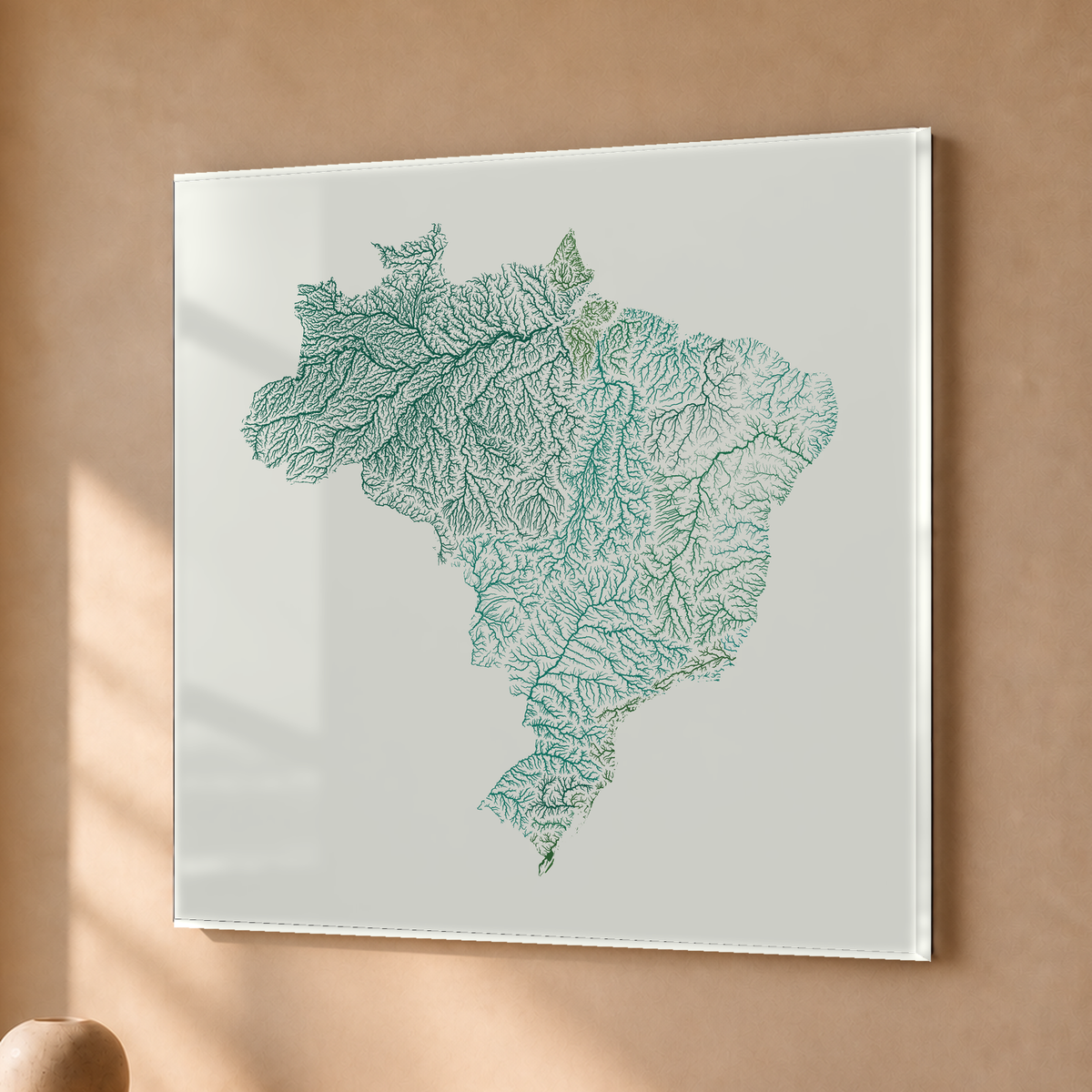 Beautiful Rivers — Brasil — Verde jade e porcelana, Acrílico · 76 × 76 cm, Sem margem