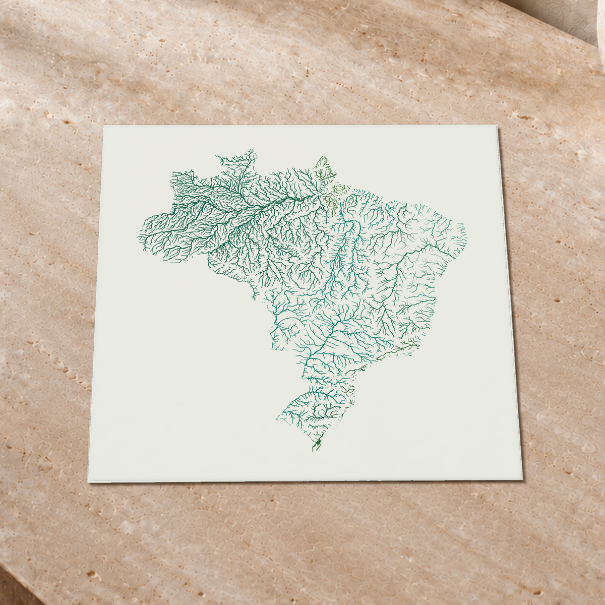 Beautiful Rivers — Brasil — Verde jade e porcelana, Impressão fine art · 30 × 30 cm, Sem margem