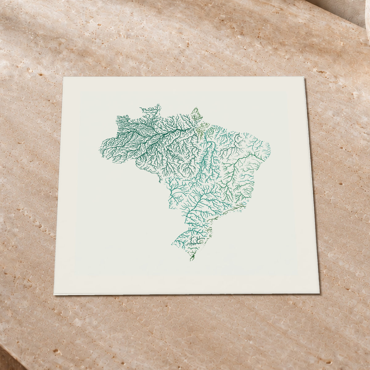 Beautiful Rivers — Brasil — Verde jade e porcelana, Impressão fine art · 30 × 30 cm, Margem branca