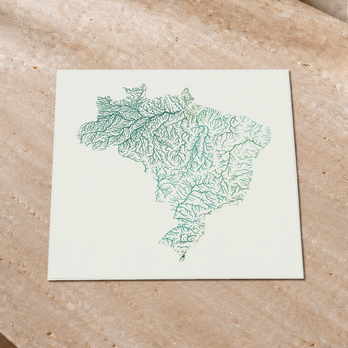 Beautiful Rivers — Brasil — Verde jade e porcelana, Impressão fine art · 50 × 50 cm, Sem margem