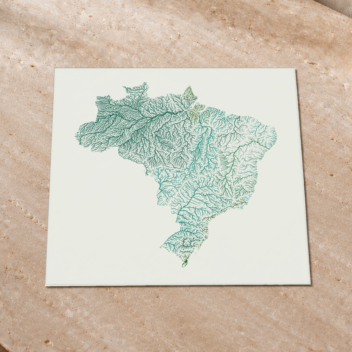 Beautiful Rivers — Brasil — Verde jade e porcelana, Impressão fine art · 76 × 76 cm, Sem margem