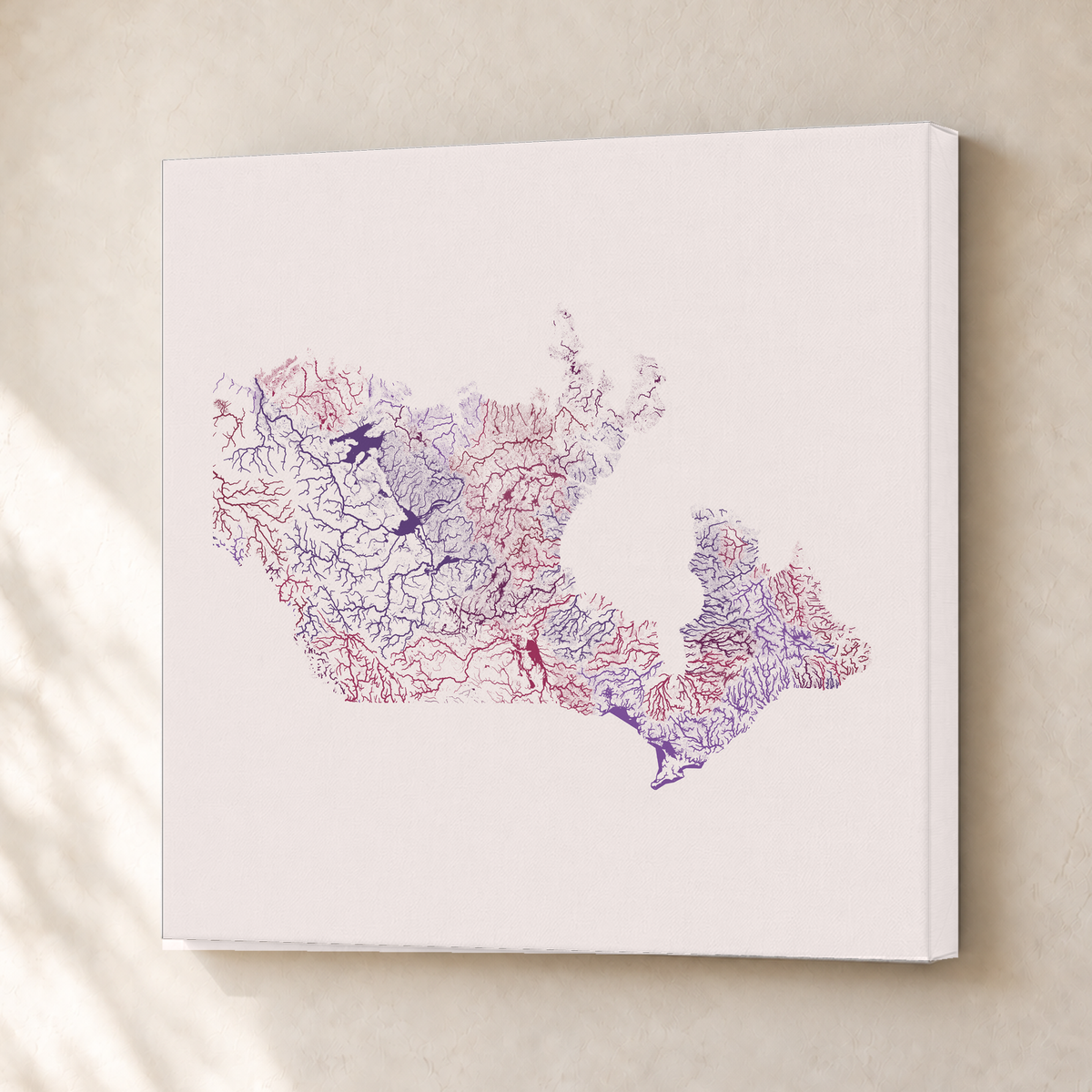 Beautiful Rivers — Canadá — Ameixa e rosé, Canvas · 30 × 30 cm, Sem margem