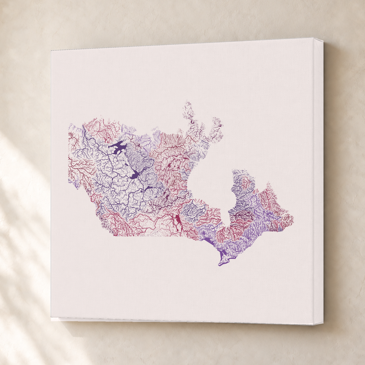 Beautiful Rivers — Canadá — Ameixa e rosé, Canvas · 50 × 50 cm, Sem margem