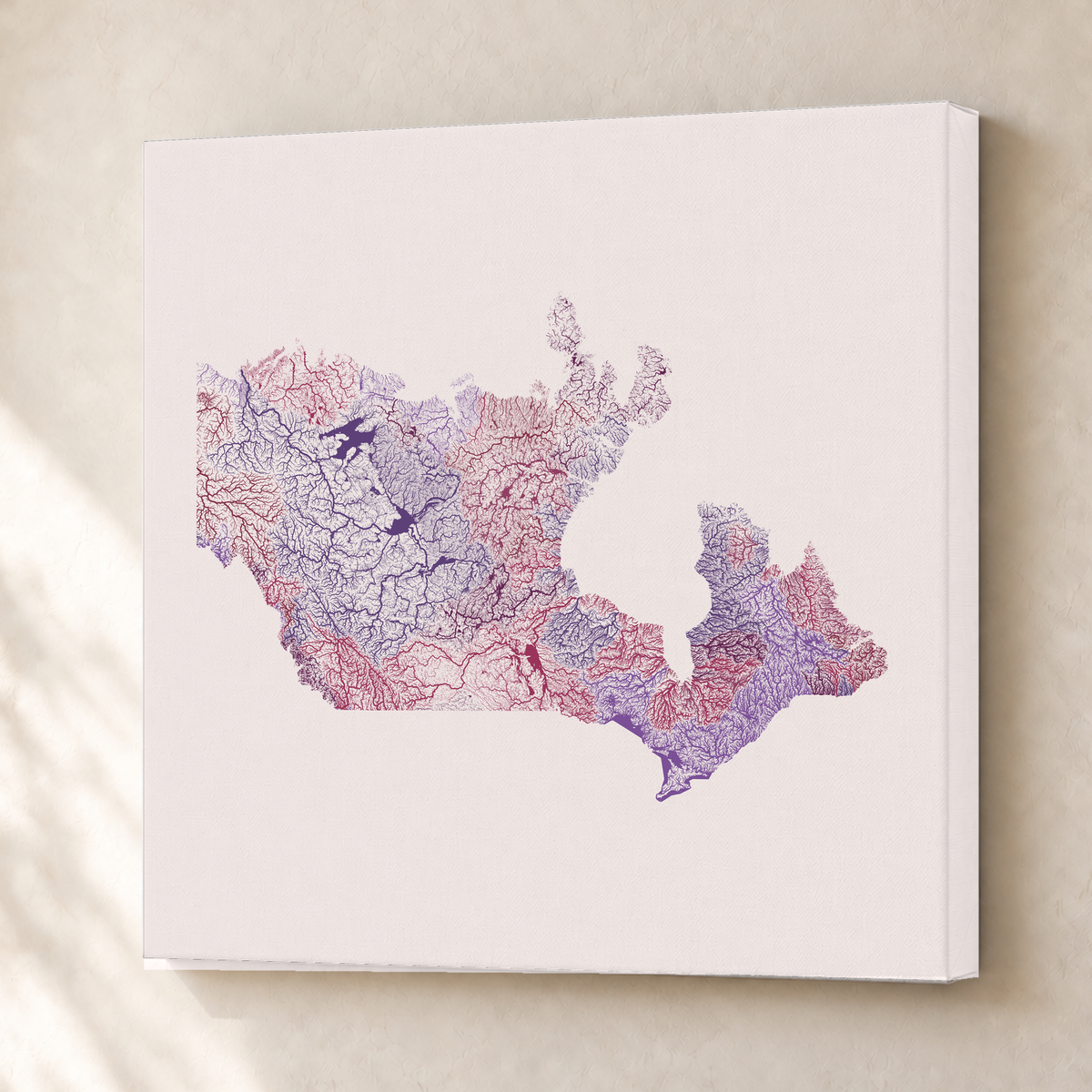 Beautiful Rivers — Canadá — Ameixa e rosé, Canvas · 76 × 76 cm, Sem margem