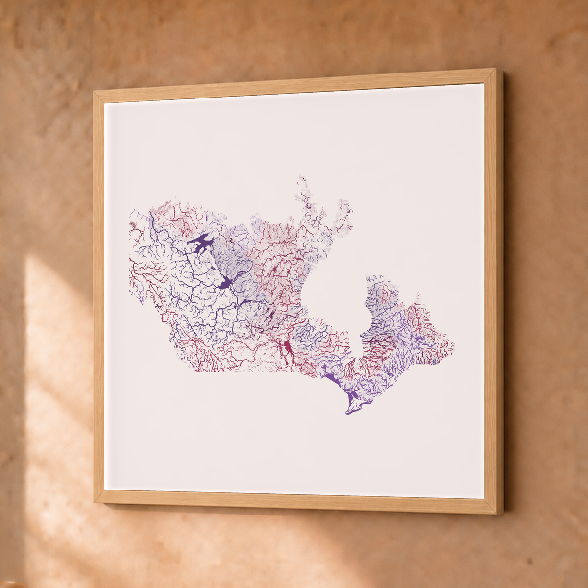 Beautiful Rivers — Canadá — Ameixa e rosé, Fine art emoldurado · 30 × 30 cm, Natural · Sem margem