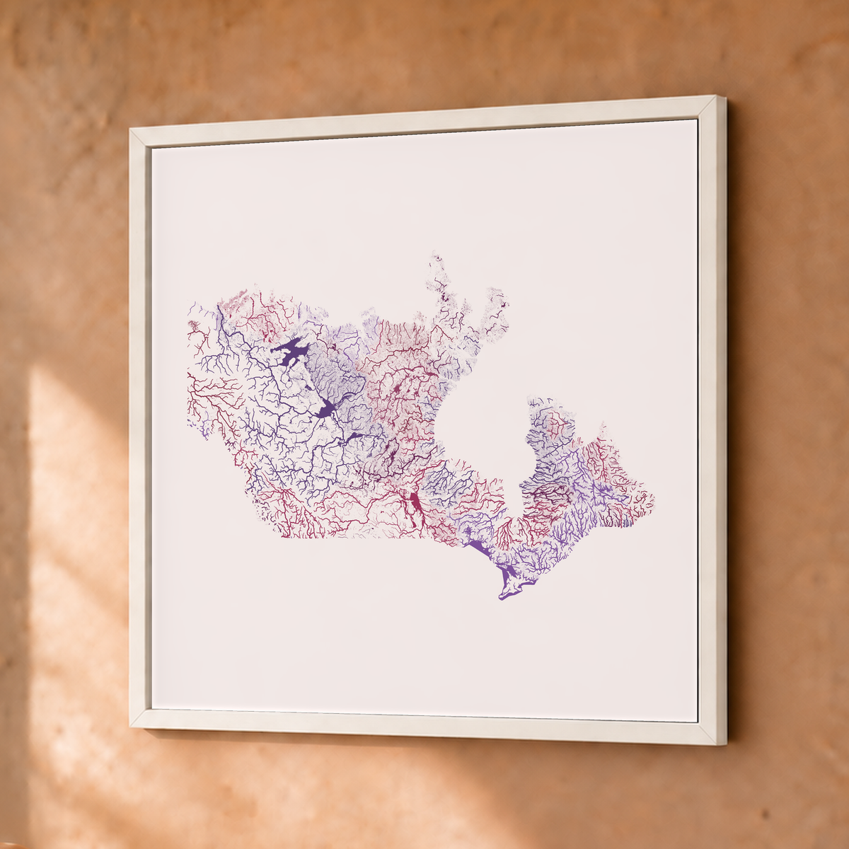 Beautiful Rivers — Canadá — Ameixa e rosé, Fine art emoldurado · 30 × 30 cm, Branco · Sem margem